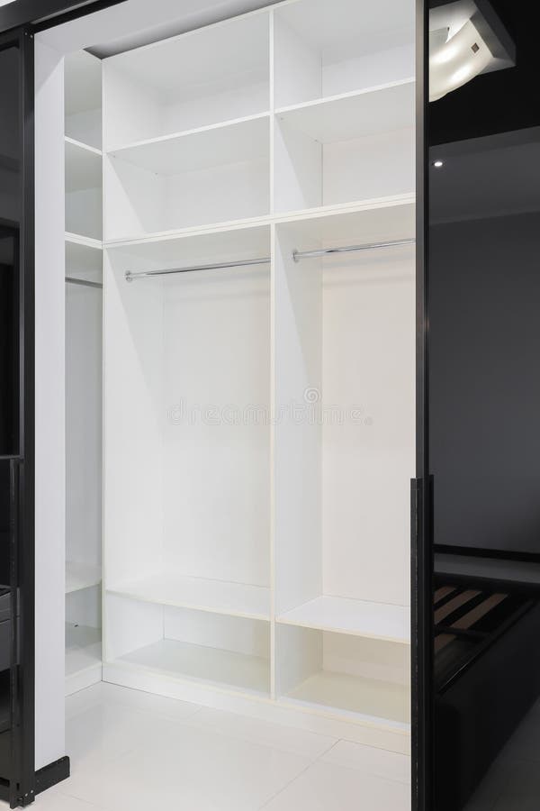 Open Wardrobe with Shelves in the Room Stock Image Image of building