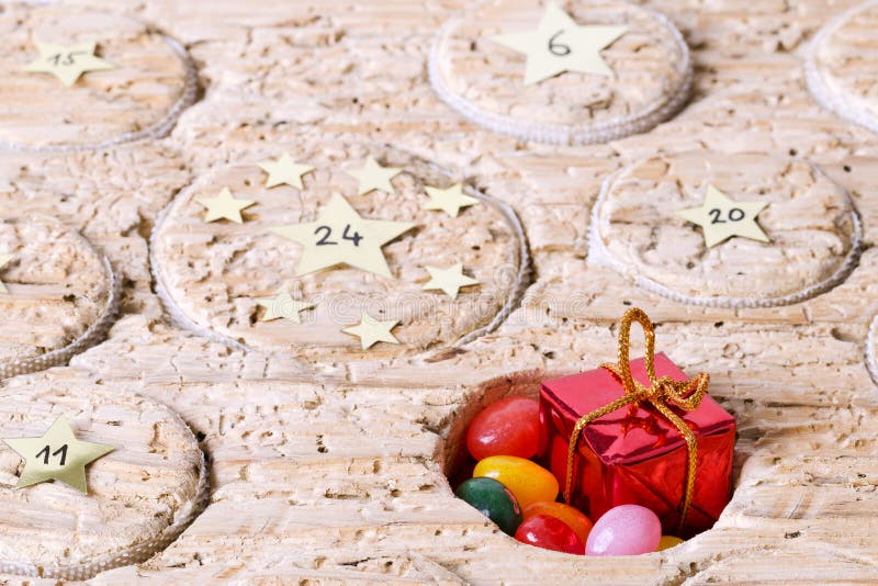 Open Window Of Advent Calendar Handmade From Old Timber Stock Photo