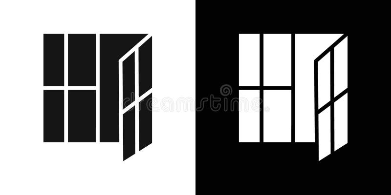 Open windows icon Flat fill set collection royalty free illustration
