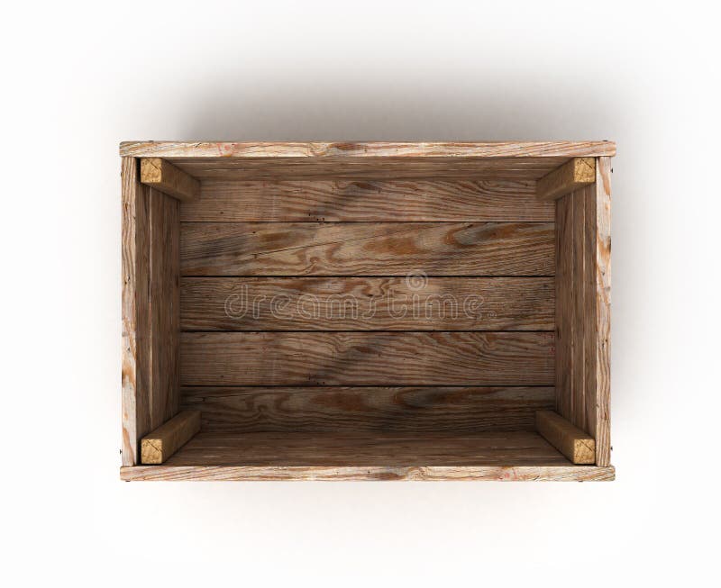 Open Wooden Box on White Background Front View Stock Image Image of