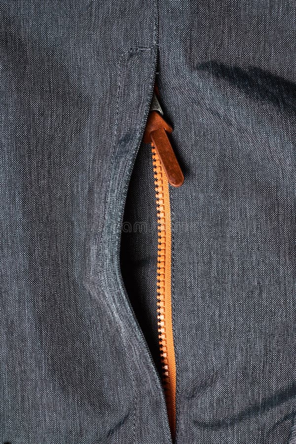 Open Zipper On A Jacket Pocket, Close Up Stock Photo - Image of ...