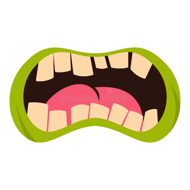 Open Zombie Mouth with Tongue Icon Monochrome Stock Vector