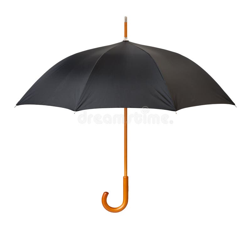 Open Black Umbrella isolated on white with a clipping path. Isolation is on a transparent background in the PNG format. Open Black Umbrella isolated on white with a clipping path. Isolation is on a transparent background in the PNG format.