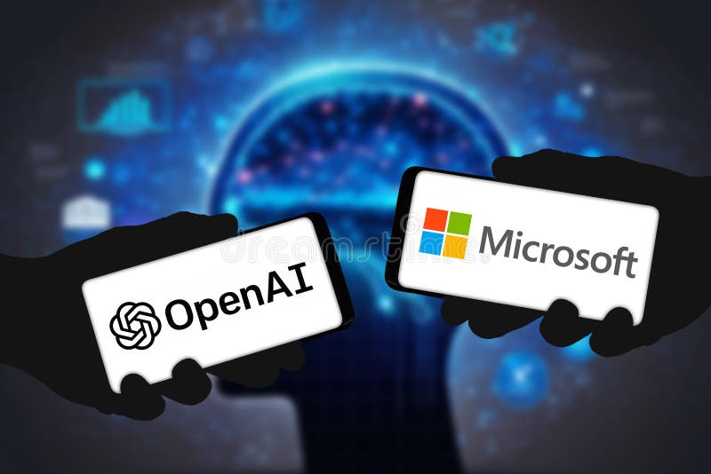 OpenAI and Microsoft - AI Chatbot technology stock images
