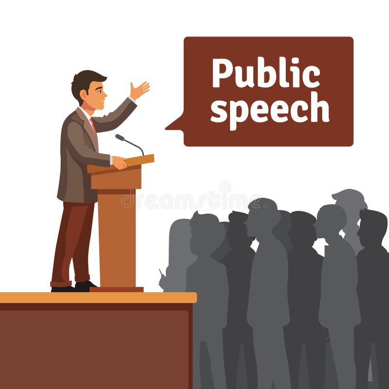 Openbare spreker die aan verzameld publiek spreken vector illustratie Openbare spreker die aan verzameld publiek spreken vector illustratie