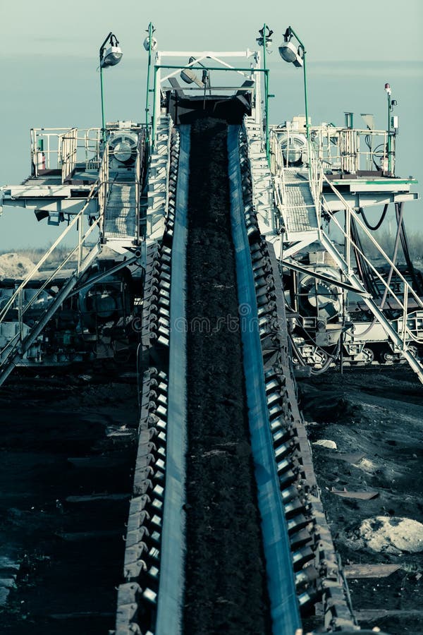 Opencast Brown Coal Mine. Belt Conveyor. Stock Image Image of outcrop