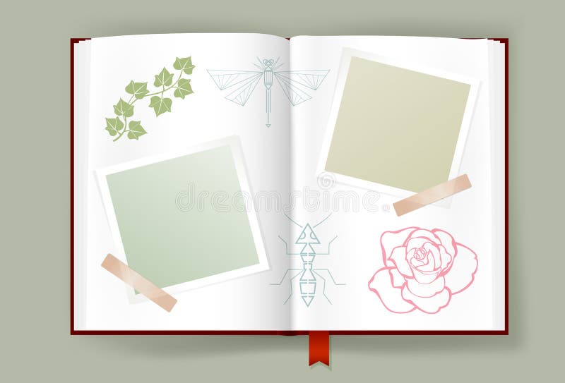 Opened Album With Blank Photo Frames For Summer Memories royalty free illustration Opened Album With Blank Photo Frames For Summer Memories royalty free illustration