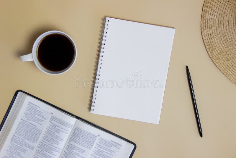 Holy Bible Pen And Memo Pad Stock Photo, Picture and Royalty Free Image.  Image 23452529.