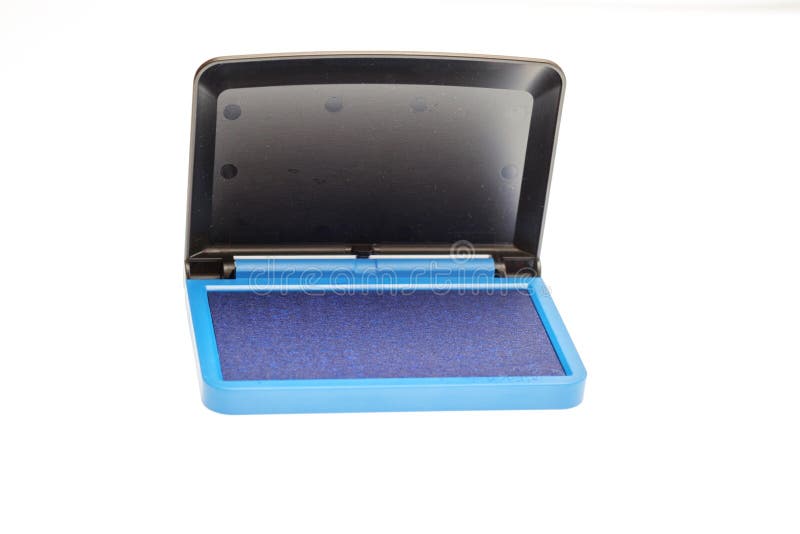 Opened Blue Ink Pad Isolated Stock Photo Image of classic, object
