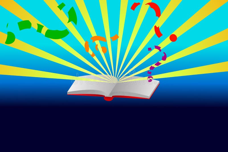 Opened book with sun rays stock vector. Illustration of help 20591112