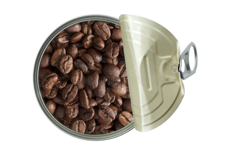 Opened Can with Coffee Beans Stock Photo Image of drink, container