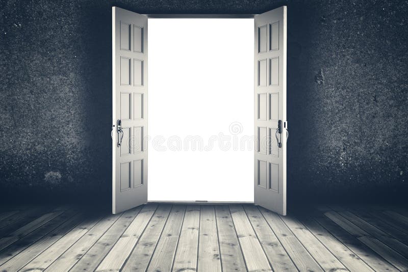 Opened door. Abstract interior backgrounds