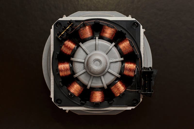 Opened Electro Motor with a Copper Coil and Wire Winding Stock Photo Image of factory,