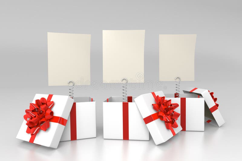 Opened Gift Boxes with Blank Cards Stock Illustration Illustration of birthday, happy 27687804