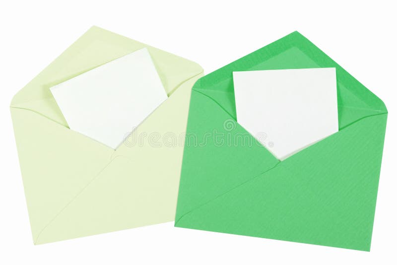 Green Open Envelope with Paper Isolated Stock Image Image of card