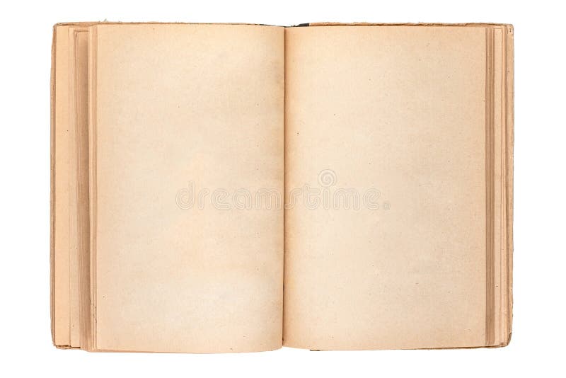 Opened old book empty blank template isolated on white royalty free stock images