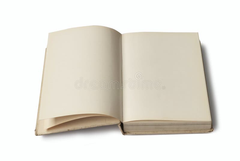 Opened old book untitled isolated on white