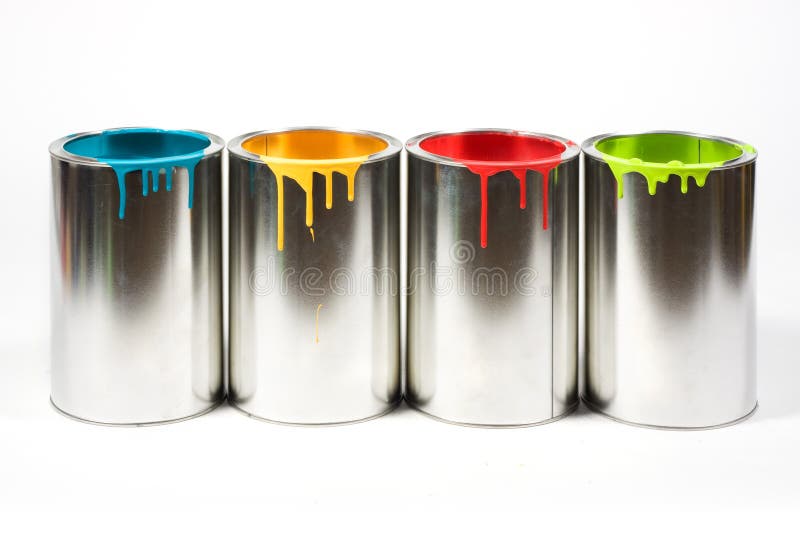 Opened paint buckets colors