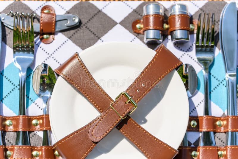 Opened Picnic Basket Cutlery Stock Photo Image of tableware, pepper