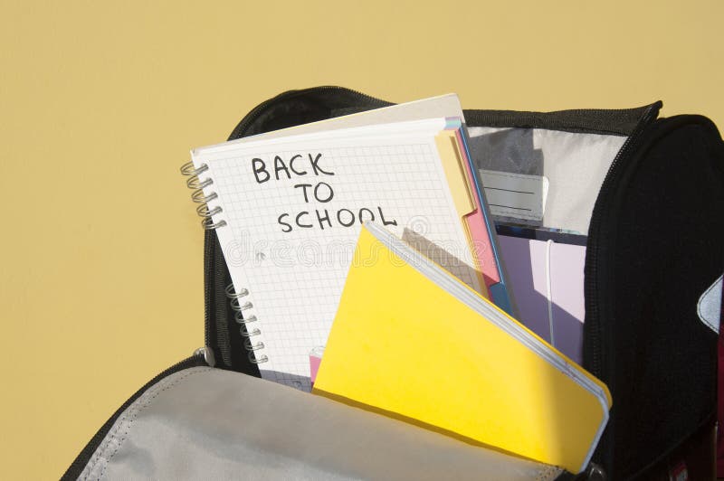 Opened School Bag With Folder And Notes Stock Photo Image of light, opened 110693448