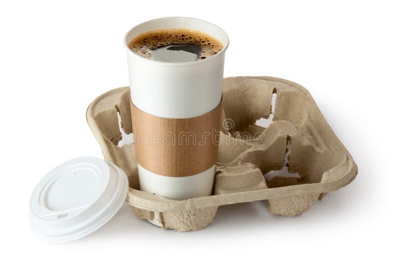 Opened take-out coffee in holder