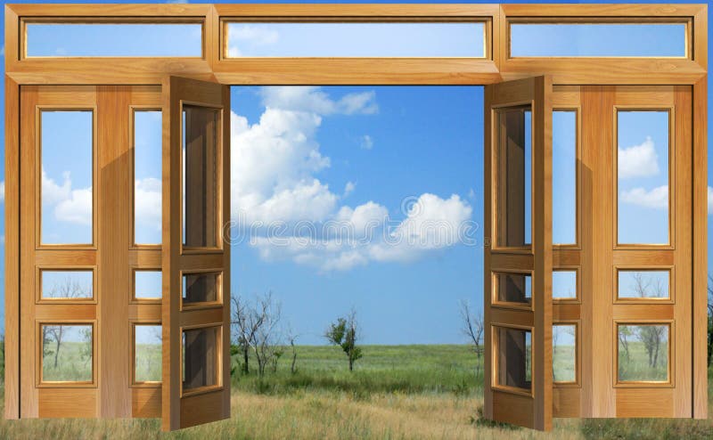 Opened to sky door royalty free illustration