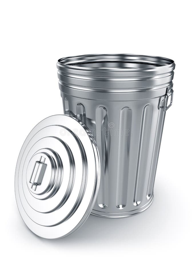 Trash Can Opened Top At Side Stock Photo - Download Image Now - Garbage Can,  Cut Out, Metal - iStock