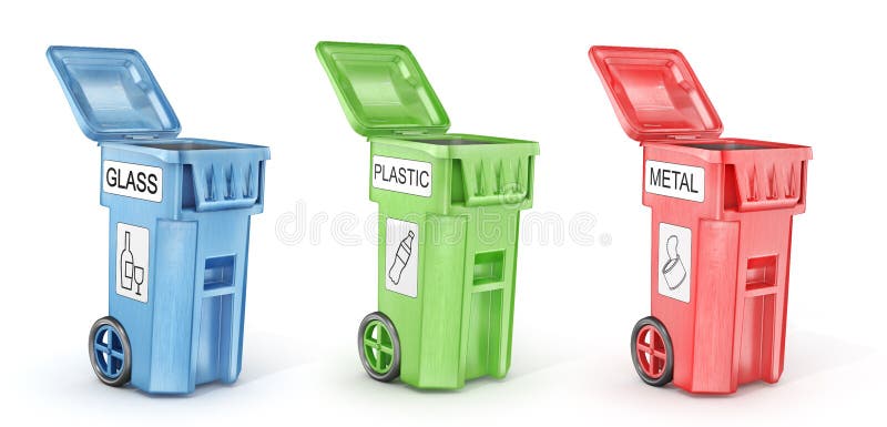 Opened trash cans for trash sorting vector illustration Opened trash cans for trash sorting vector illustration