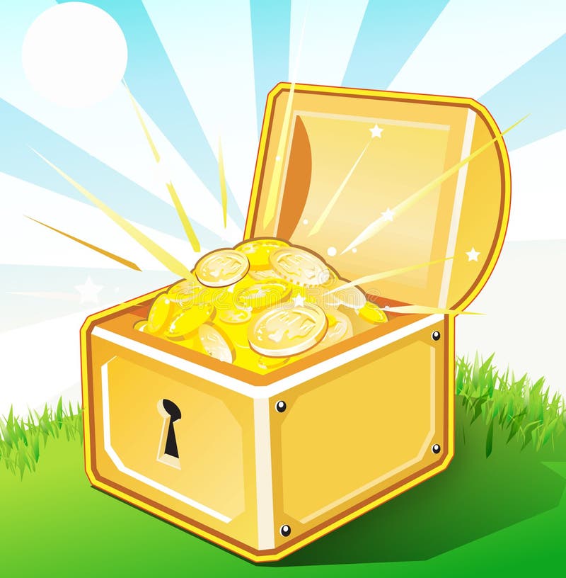 Opened Treasure Box with Gold Stock Illustration - Illustration of