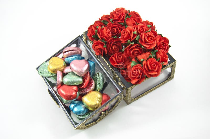 Opening Chocolate Boxes With Roses Stock Image Image of event