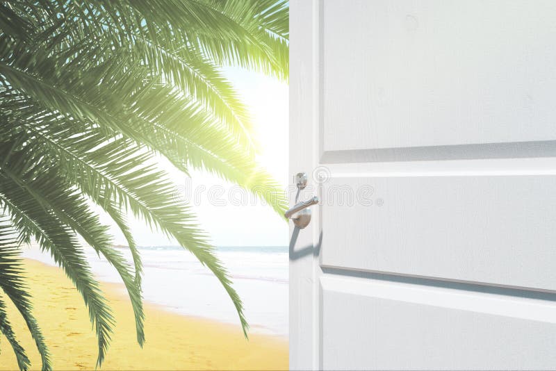 Opening door with beach view