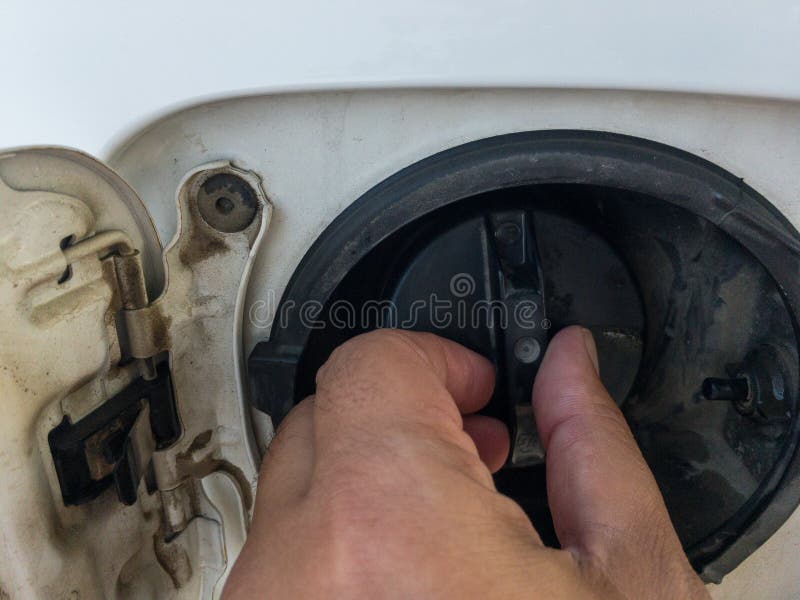 Opening Fuel Tank Cap for Refueling Stock Image Image of finance