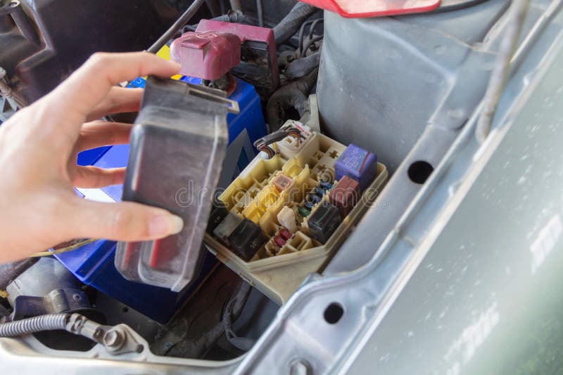 Opening Fuse Box of Old Car Stock Image Image of electronics, colorful 76438859