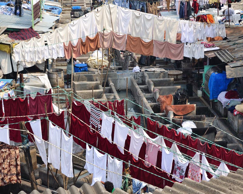 Openlucht wasserij, Mumbai stock afbeeldingen Openlucht wasserij, Mumbai stock afbeeldingen