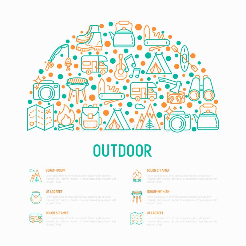 Openluchtconcept in halve cirkel stock illustratie Openluchtconcept in halve cirkel stock illustratie
