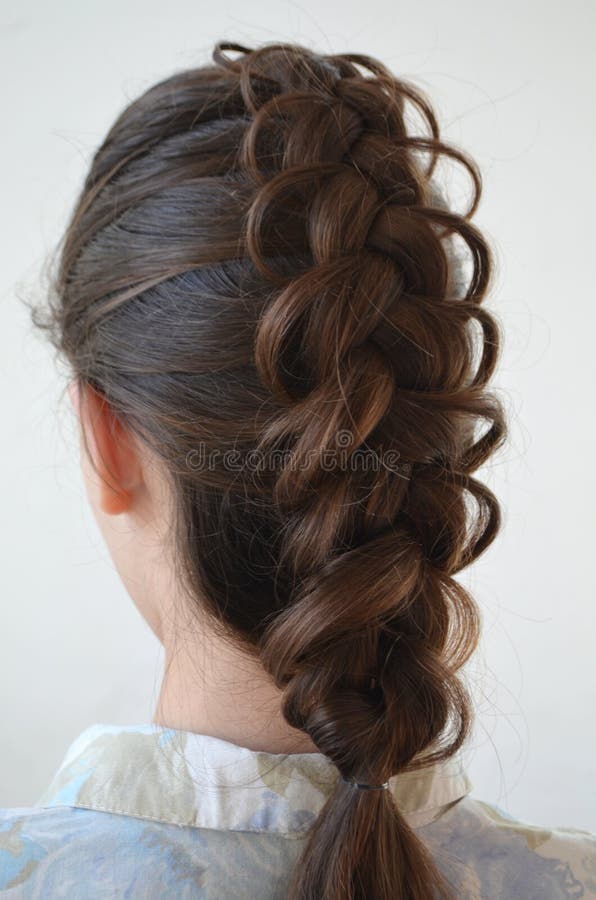 Openwork French Braid, Hairstyle with Long Length of Hair Stock Image -  Image of openwork, curly: 110695021