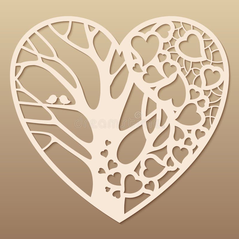 Openwork heart with a tree inside. vector illustration Openwork heart with a tree inside. vector illustration