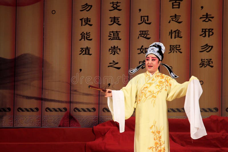 LUANNAN - MAY 13: Pingju opera Peach Blossom Fan. stills on the stage on May 13, 2013, Luannan County, Hebei Province, china. LUANNAN - MAY 13: Pingju opera Peach Blossom Fan. stills on the stage on May 13, 2013, Luannan County, Hebei Province, china.