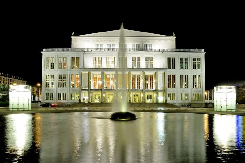 Opera House in Leipzig at Night Stock Photo Image of platz, opernhaus
