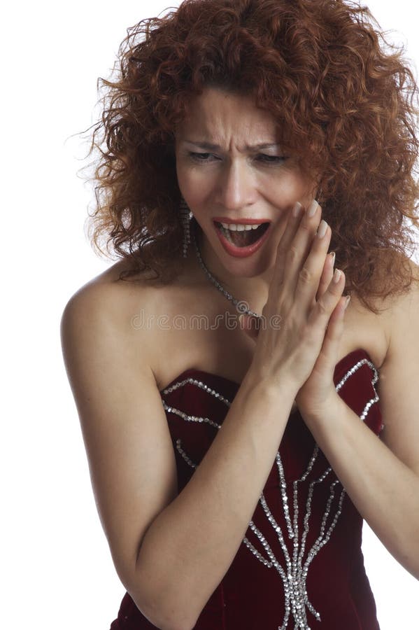 The opera singer on a white background