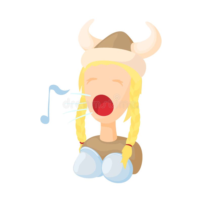 Opera singer icon in cartoon style vector illustration