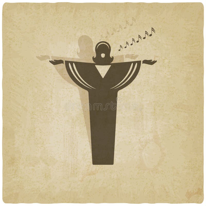 Opera singer symbol old background stock illustration