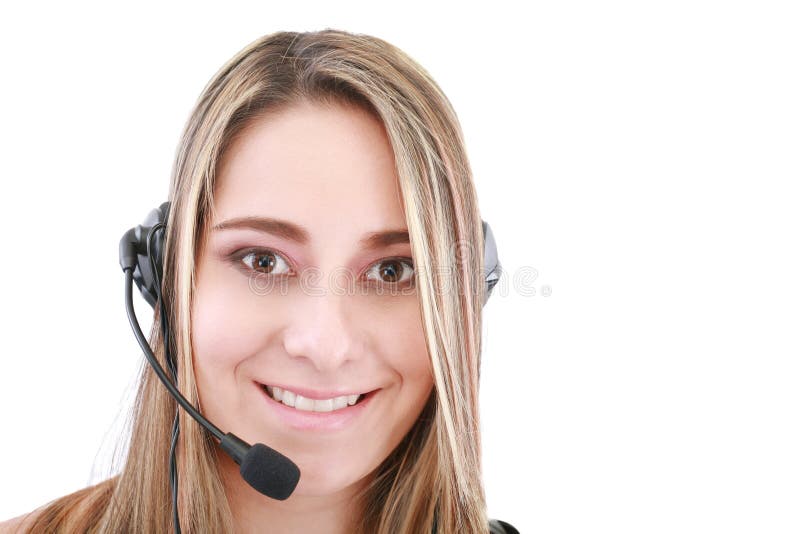 Operador de sexo femenino cómodo del servicio de ayuda fotografía de archivo libre de regalías Operador de sexo femenino cómodo del servicio de ayuda fotografía de archivo libre de regalías
