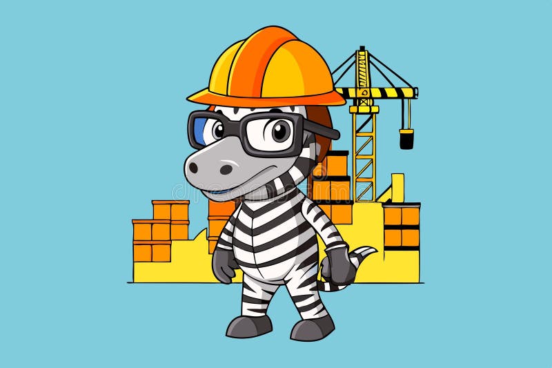 Operaio edile zebra freddo con casco protettivo. Una persona che costruisce qualcosa mettendo insieme parti o materiale per un periodo di tempo