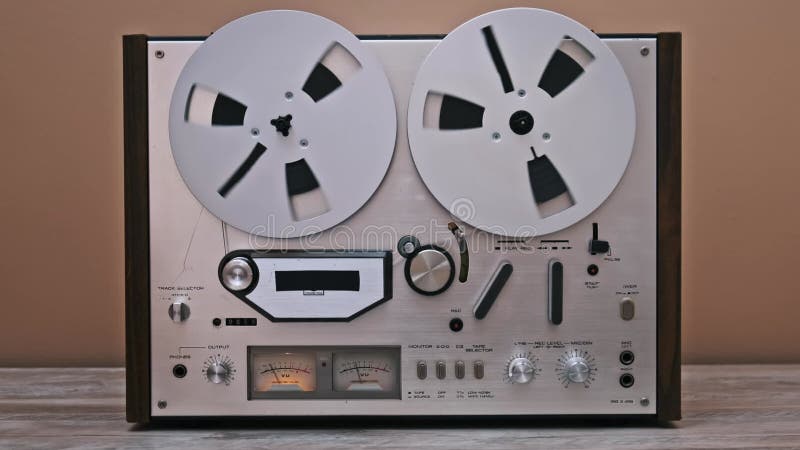 Operating Vintage Reel-to-Reel Tape Recorder stock footage