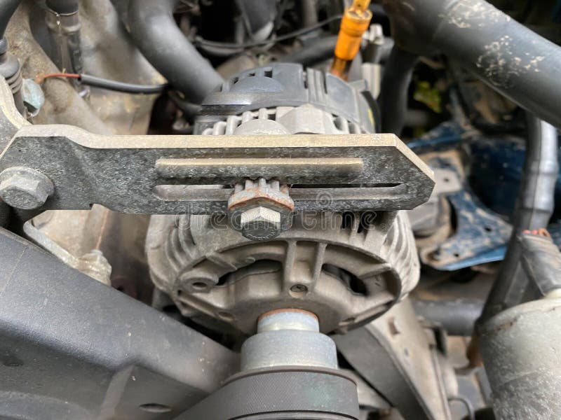 Operation of the Engine in the Engine Compartment of the Car Stock