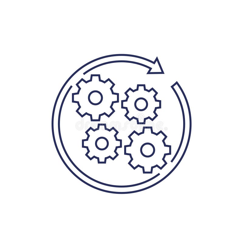 Operation, implement a project line icon royalty free illustration