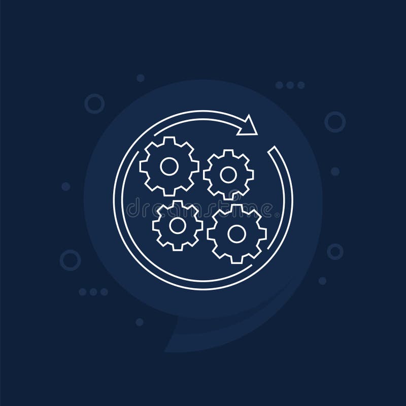 Operation, implement a project line icon, vector royalty free illustration