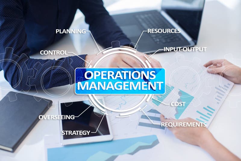 Operations management business and technology concept on virtual screen.