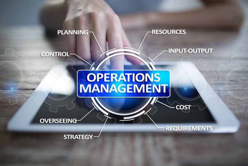 Operations management business and technology concept on virtual screen. Futuristic virtual screen interface technology stock images, royalty-free photos and pictures